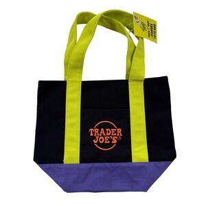 NWT Trader Joes Trick-or-Treat Canvas Tote Bag Mini Halloween Black Purple Green